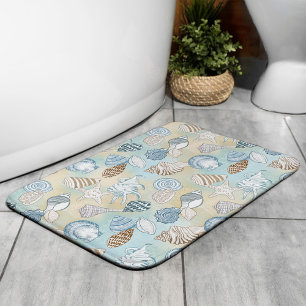 Beach Seashells Pattern Coastal Bath Mat