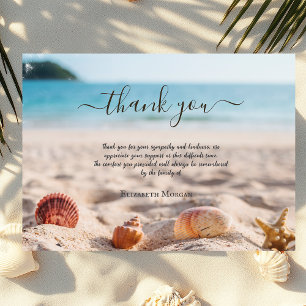 Beach Seashells Photo Celebration Of Life  Thank You Card