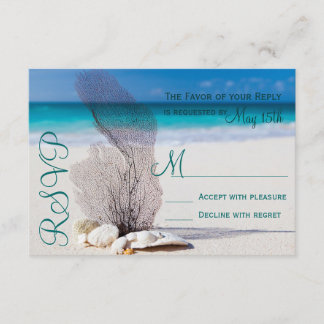 Beach Seashells Sand Destination Wedding RSVP