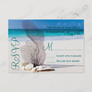 Beach Seashells Sand Destination Wedding RSVP Card