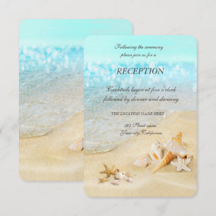 Beach Seashells Sand Reception Invitation