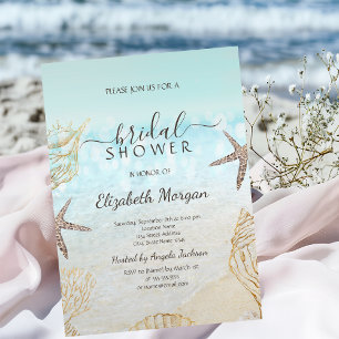 Beach Seashells Sea Sand Bridal Shower  Invitation