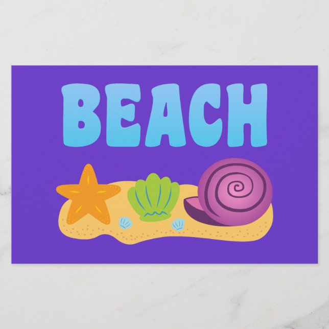 Beach Seashells Stationery (Front)