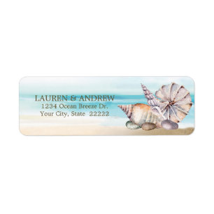 Beach Seashells Watercolor Nautical Return Address Label