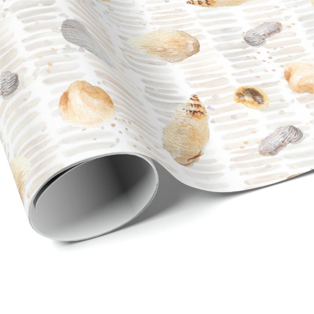 Beach Seashells Watercolor Wrapping Paper (Roll Corner)