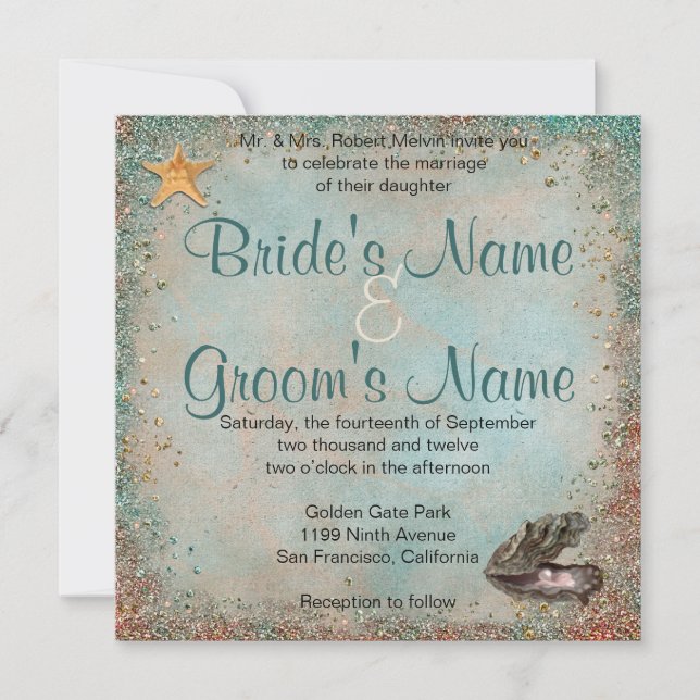 Beach Seashells Wedding Invitation (Front)