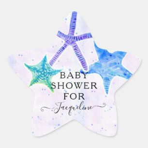 Beach Seaside Colourful Starfish Baby Girl Shower Star Sticker