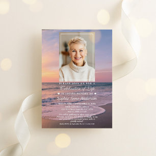 Beach Seaside Funeral Celebration of Life Photo Invitation
