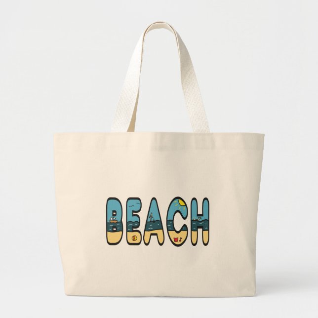 Beach Seaside Large Tote Bag (Front)