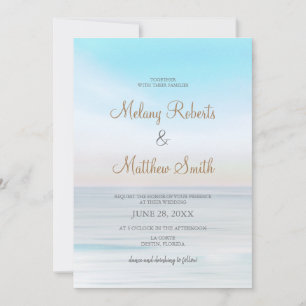 Beach Seaside Ocean Beach Themed Wedding Invitation