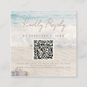 Beach Seaside/Oceanside Wedding Scan Code RSVP Enclosure Card
