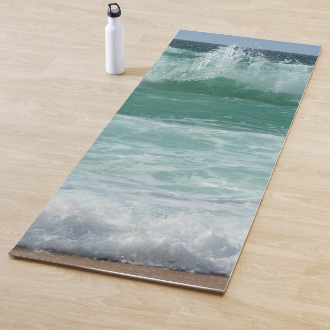 Beach Seaside Sea Waves Sand Fitness Template Top Yoga Mat (In Situ)