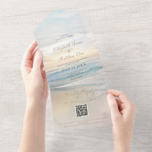 Beach Seaside Sunrise Wedding All In One Invitation