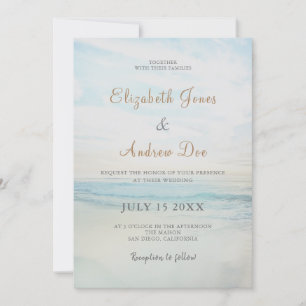 Beach Seaside Sunrise Wedding Invitation