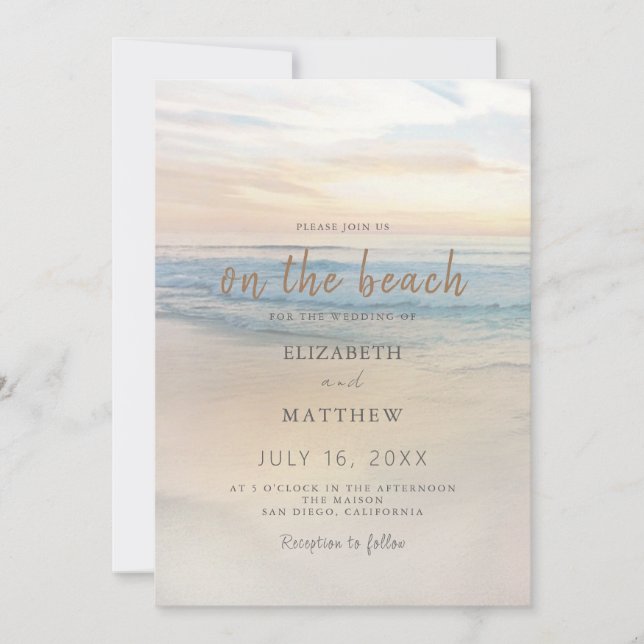 Beach Seaside Sunset Wedding Invitation (Front)