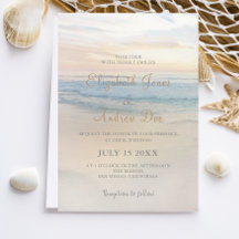 Beach Seaside Sunset Wedding Invitation