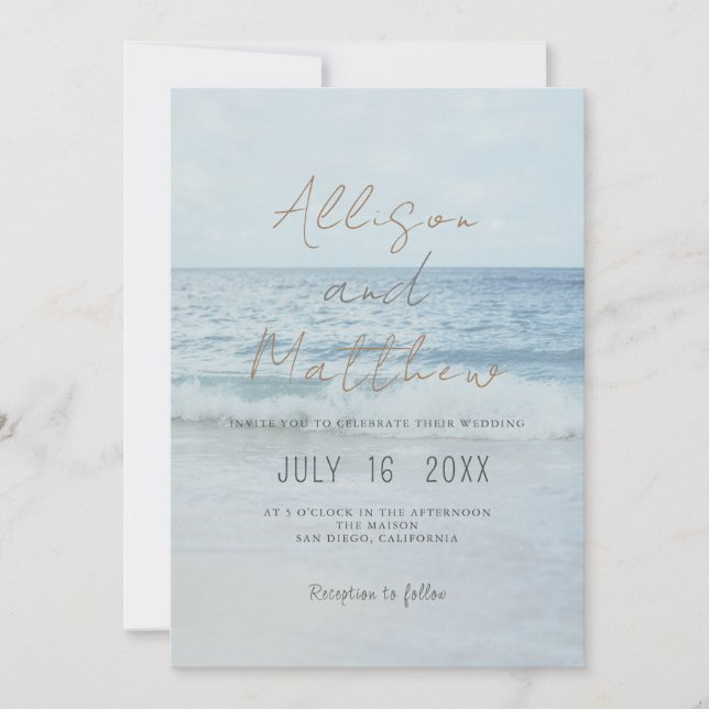 Beach Seaside Wedding Invitation Oceanside Wedding (Front)