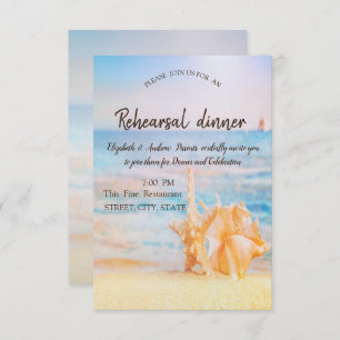 Beach,Seastar,Seashell Rehearsal Dinner Invitation