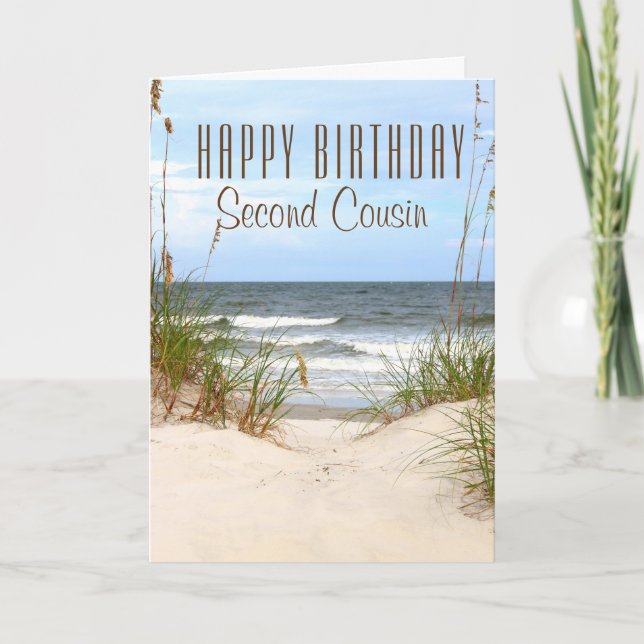 Beach Second Cousin Birthday Card (Front)
