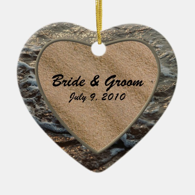 Beach Serenity Keepsake Wedding Ornament (Front)