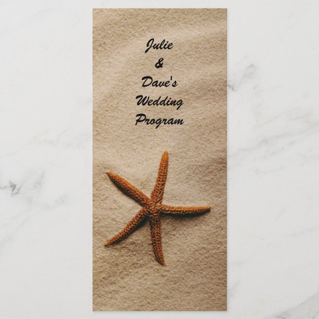Beach Serenity Wedding Program Card (Front)