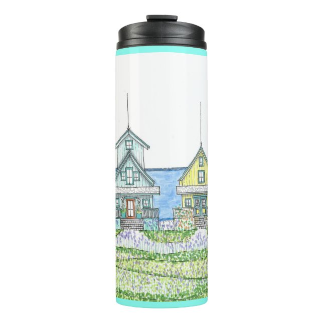 Beach Shack Life 1; Thermal Tumbler; Cyan Tumbler (Front)