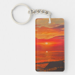 Beach Shack, Original by Gary Poling Key Ring