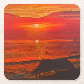 Beach Shack, Original by Gary Poling Square Paper Coaster