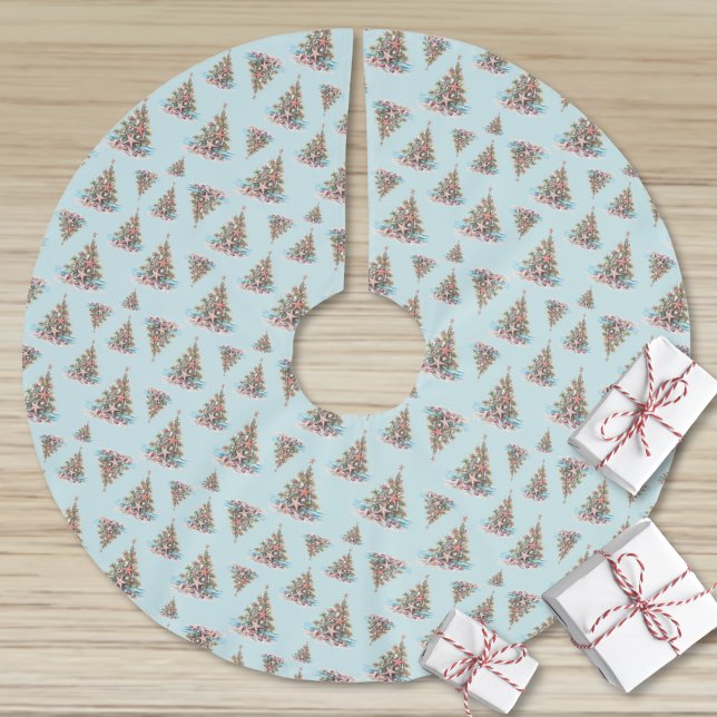 Beach Shell Christmas Tree Pattern Brushed Polyester Tree Skirt (Beach Shell Christmas Tree Pattern Brushed Polyester Tree Skirt )