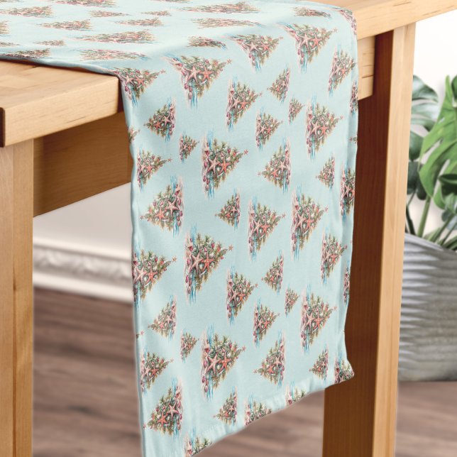 Beach Shell Christmas Tree Pattern Short Table Runner (Beach Shell Christmas Tree Pattern Short Table Runner)