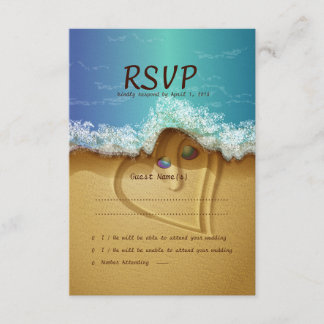 Beach Shell Couple RSVP Wedding Card