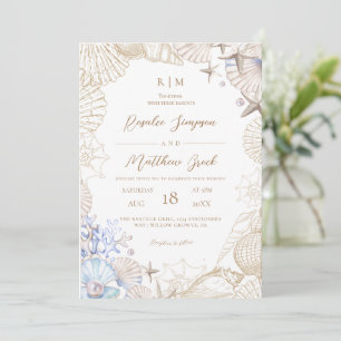 Beach Shells Elegant Wedding Invitation