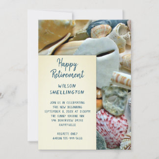Beach Shells Happy Retirement Party Invitation