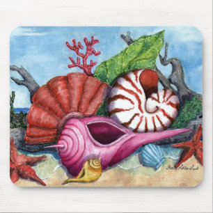 Beach Shells Painting - Customised Mouse Pad