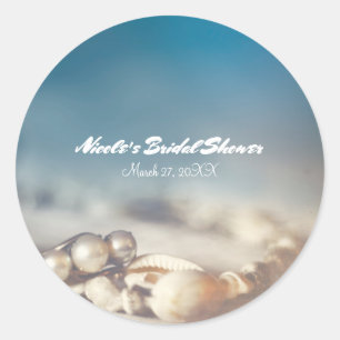 Beach Shells & Pearl Jewellery Elegant Bridal Show Classic Round Sticker