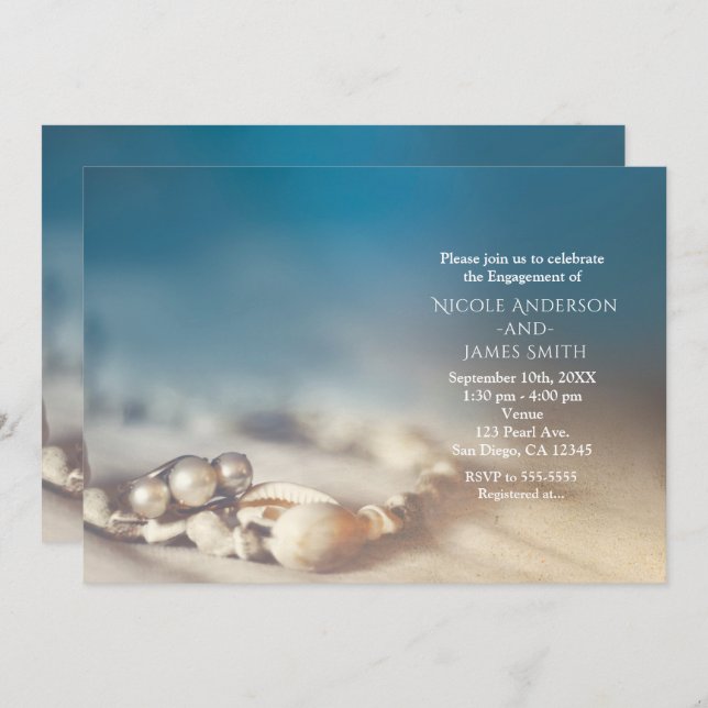 Beach Shells & Pearl Jewellery Elegant Bridal Show Invitation (Front/Back)