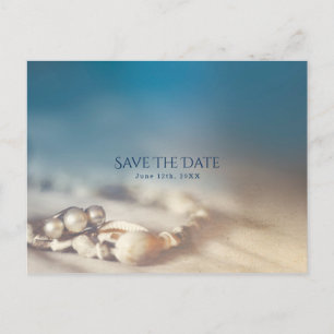 Beach Shells & Pearl Jewellery Elegant Save the Da Announcement Postcard