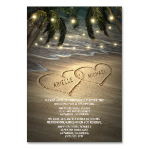 Beach Shore Hearts in Sand Wedding Insert Cards