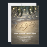 Beach Shore Hearts in the Sand Wedding Invitations<br><div class="desc">Beach Shore Hearts in the Sand Wedding Invitations - features a beautiful design of twinkle lights strung through palm trees and an elegant beach with sand hearts that you can customise to your very own for added uniqueness.  The design also features a beach shore background with waves.</div>