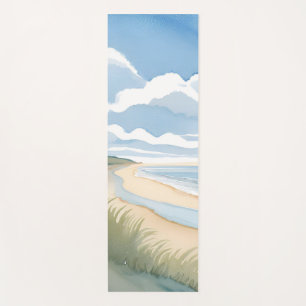 Beach Shore Walk Coastal Ocean Watercolor Yoga Mat