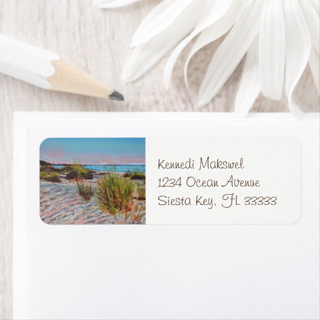 Beach Shoreline Painting Art Return Address Label (Insitu)