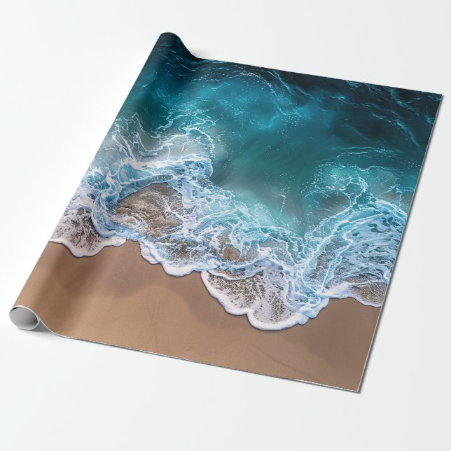 Beach Shoreline Waves Decoupage Wrapping Paper (Unrolled)