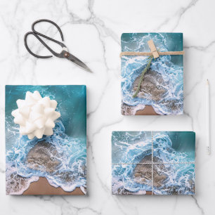 Beach Shoreline Waves Decoupage Wrapping Paper Sheet