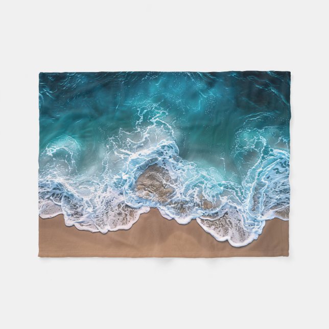 Beach Shoreline Waves Fleece Blanket (Front (Horizontal))