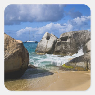 Beach side at Virgin Gorda, British Virgin Square Sticker