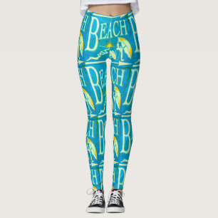 beach sign blue leggings