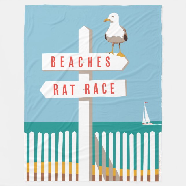 Beach Sign Post Fleece Blanket (Front)