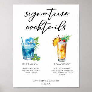 Beach Signature Cocktails Wedding Menu Poster
