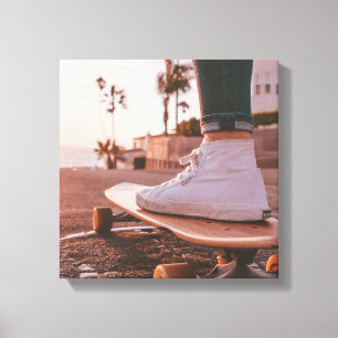 beach skating canvas print