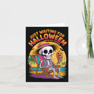 Beach Skeleton With Ice Cream Halloween Summer Cou Card